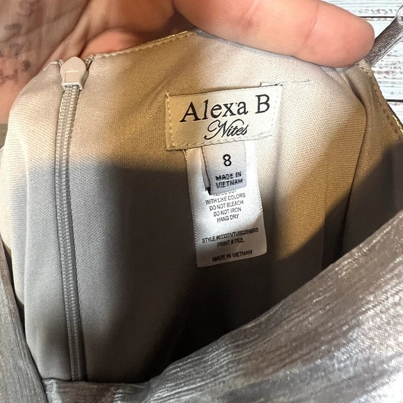 Alexa B Nites Women's Maxi Evening Dress Size 8 Silver NWT - Picture 6 of 6